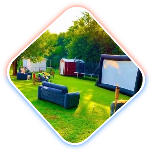 A picture of an outdoor movie screen.
