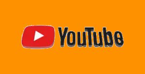 A picture of the youtube logo on an orange background.